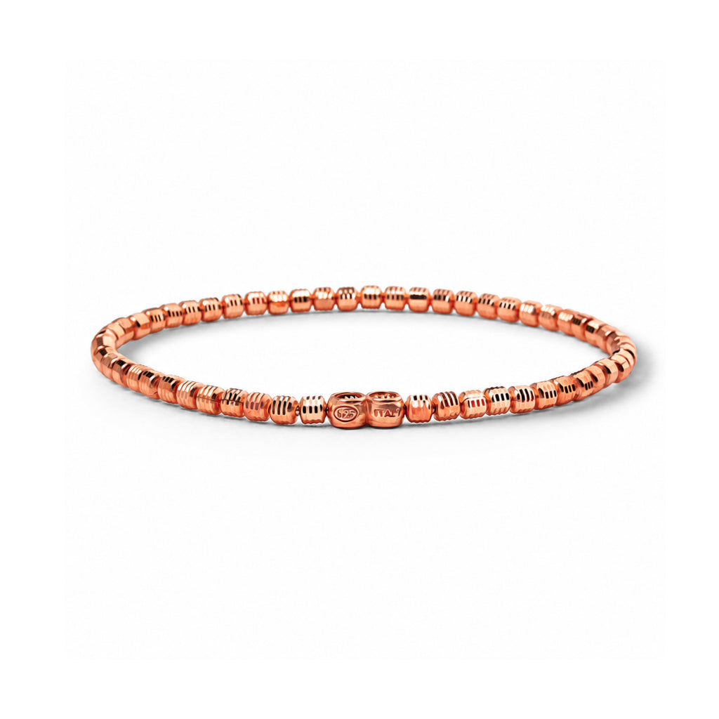Italian Made - Stretchable Chain Bracelet (Size - 6.75) in Rose Gold Plated Sterling Silver_8675535