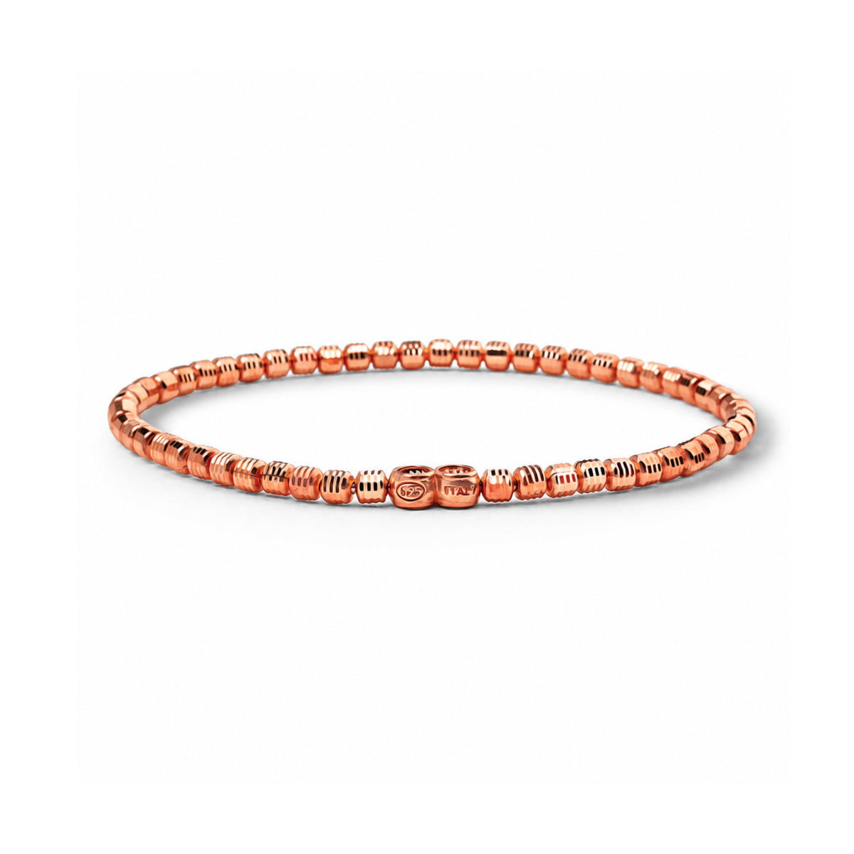 Italian Made - Stretchable Chain Bracelet (Size - 6.75) in Rose Gold Plated Sterling Silver V32519636 0