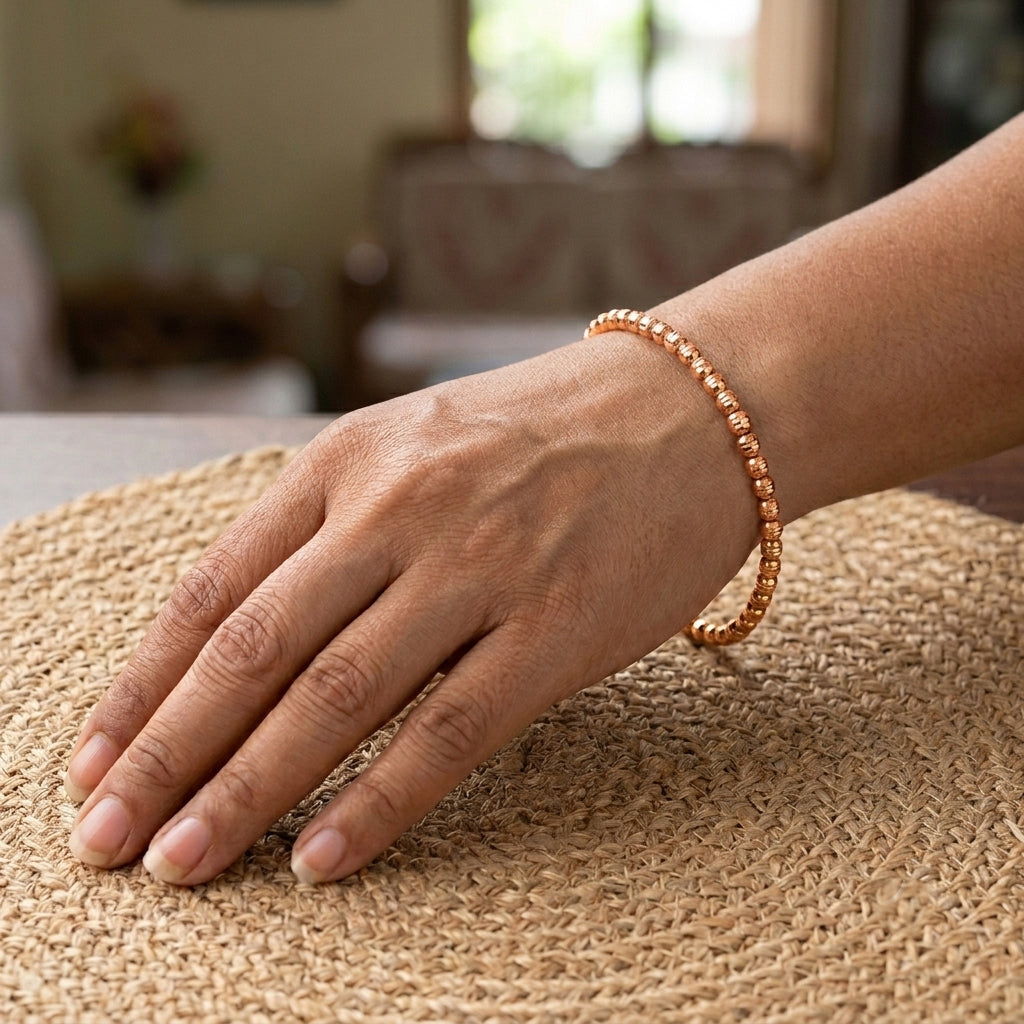 Italian Made - Stretchable Chain Bracelet (Size - 6.75) in Rose Gold Plated Sterling Silver_8675535_1