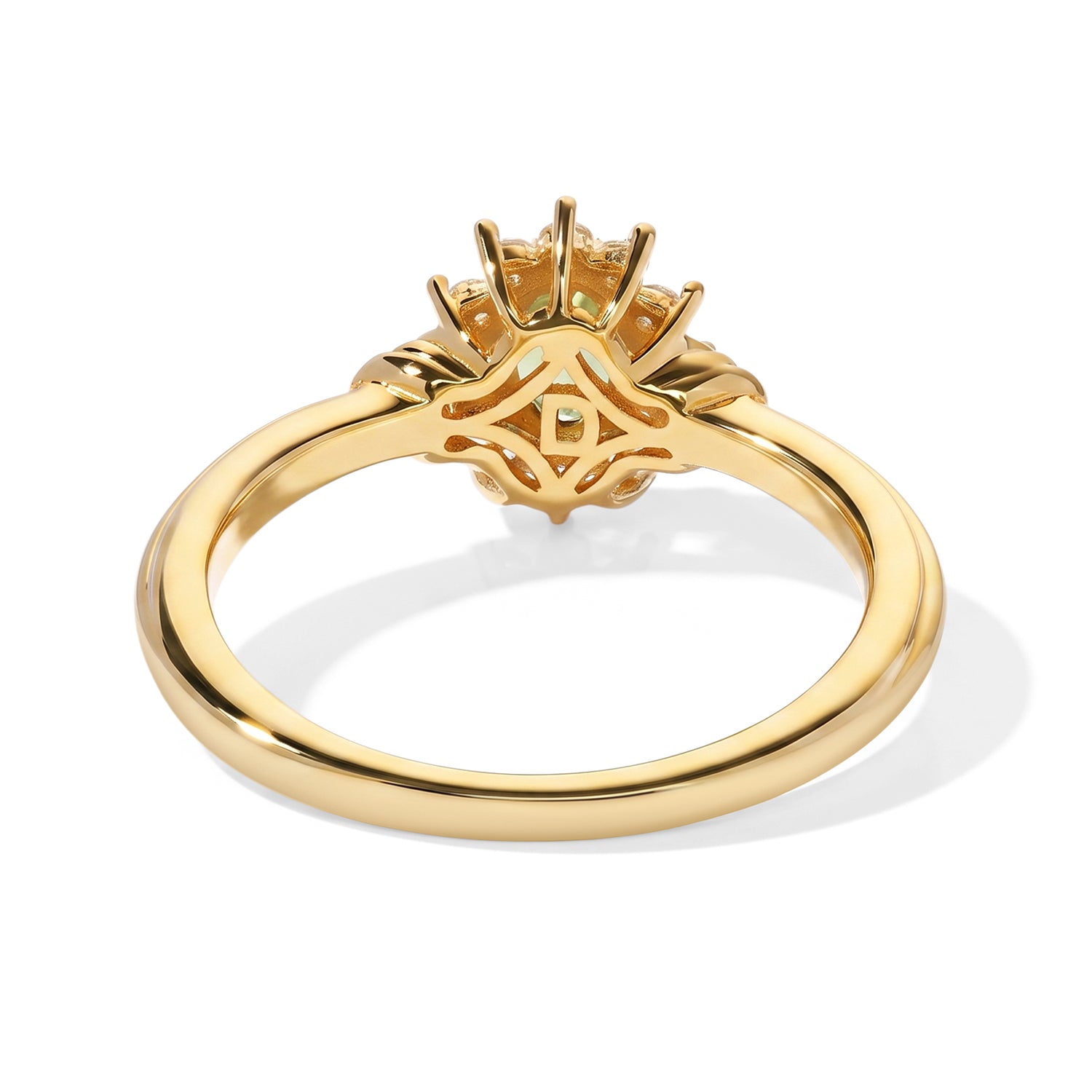 D'Joy - Natural Green Apatite &amp; White Zircon Halo Ring in Yellow Gold Plated Sterling Silver V32523858 5