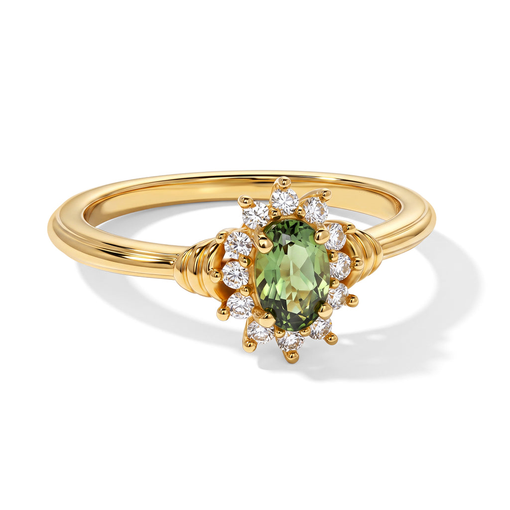 D'Joy Natural Green Apatite, White Zircon Main Stone With Surrounding Stone Ring Sterling Silver  0.721  Ct._8675544