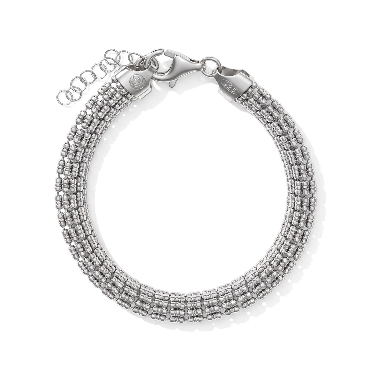 Rhodium Overlay Sterling Silver Bracelet (Size - 7+1 Ext) 8675555 0