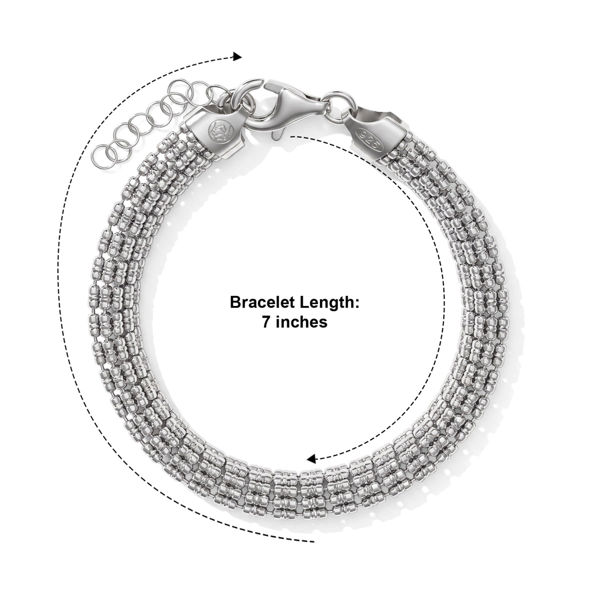 Rhodium Overlay Sterling Silver Bracelet (Size - 7+1 Ext) 8675555 2