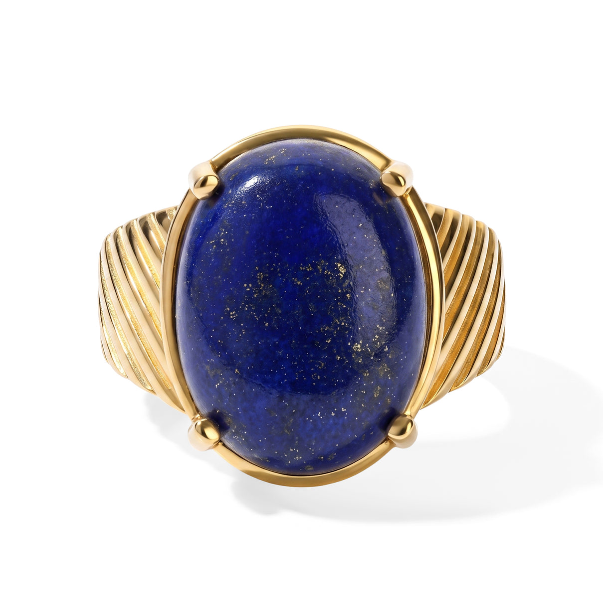 EverTrue - Lapis Lazuli Solitaire Ring in Yellow Gold Tone 11.33 Ct. V32490927 0
