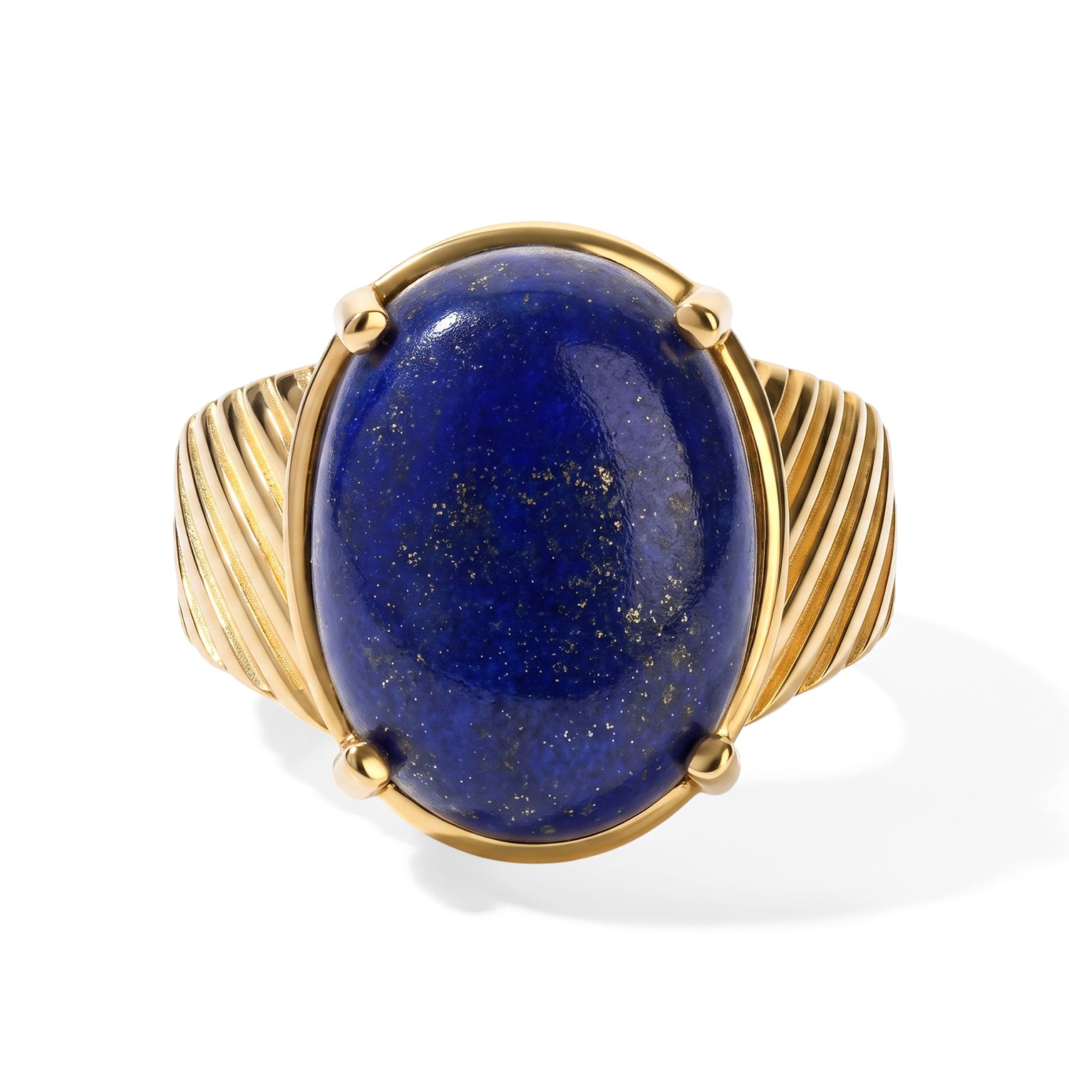 EverTrue - Lapis Lazuli Solitaire Ring in Yellow Gold Tone 11.33 Ct. V32490927 0