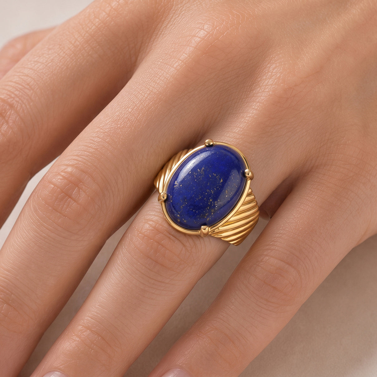 EverTrue - Lapis Lazuli Solitaire Ring in Yellow Gold Tone 11.33 Ct. V32490927 2