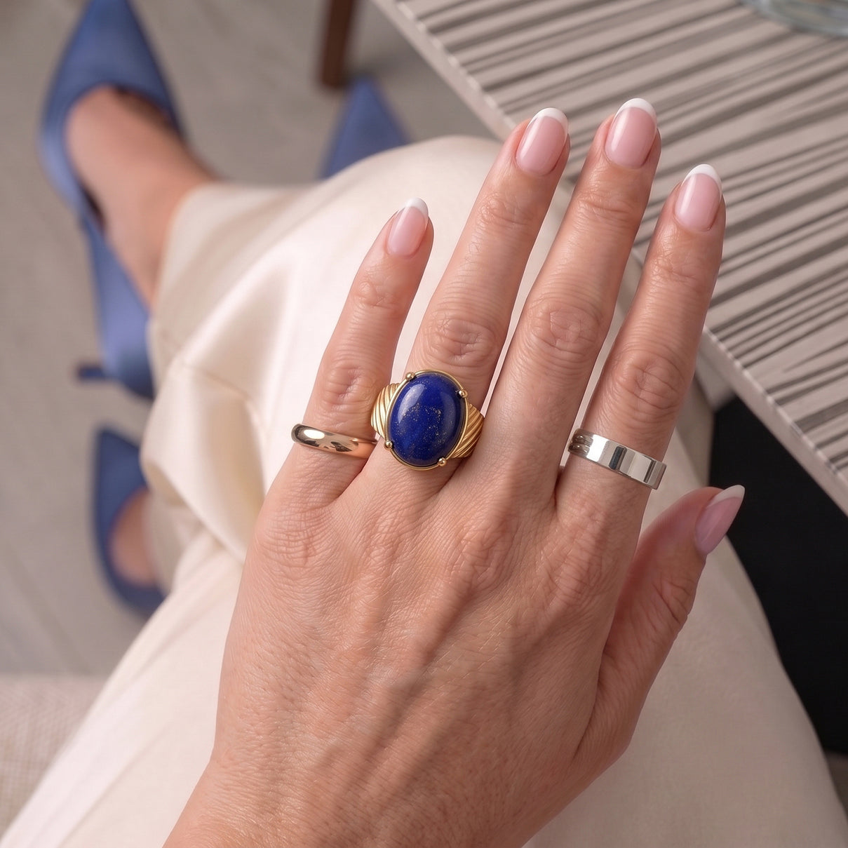 EverTrue - Lapis Lazuli Solitaire Ring in Yellow Gold Tone 11.33 Ct. V32490927 3