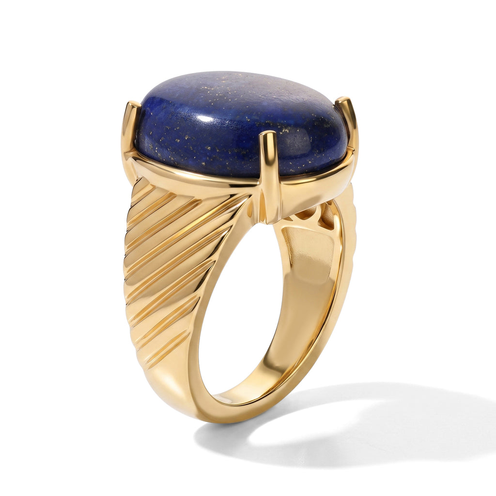 EverTrue - Lapis Lazuli Solitaire Ring in Yellow Gold Tone 11.33 Ct._8676194_3