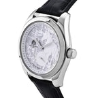 William Hunt Relief Horse Miyota 1L45 Japan Movement 5ATM WR Silver Hydraulic Meteorite Dial & IPS Plating 304 Stainless Steel Case Mens Watch with Black Leather Strap_8676359_2