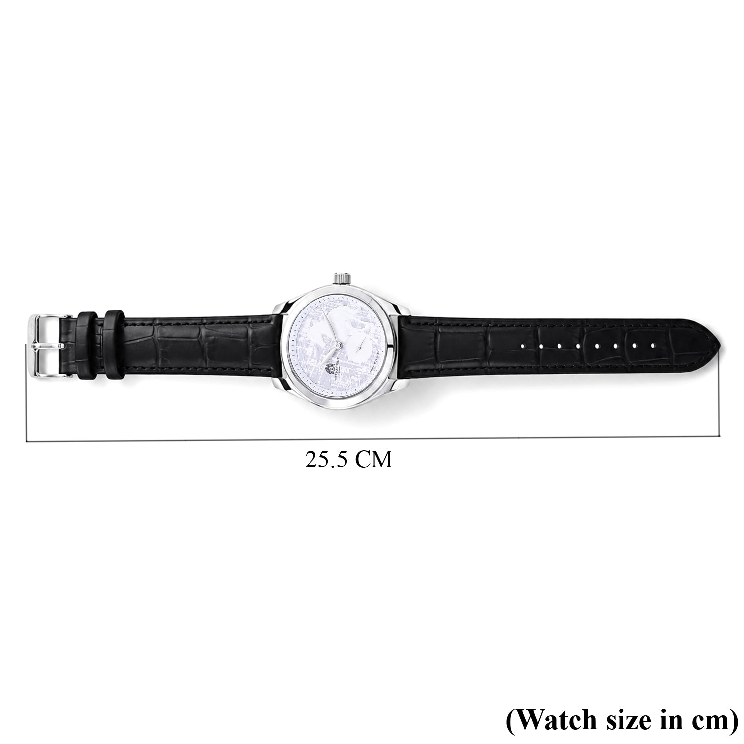 William Hunt Relief Horse Miyota 1L45 Japan Movement 5ATM WR Silver Hydraulic Meteorite Dial &amp; IPS Plating 304 Stainless Steel Case Mens Watch with Black Leather Strap 8676359 7