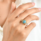 EverTrue Blue Turquoise, Skyblue Topaz 3 Stone Ring Pure Yellow Brass  5.531  Ct._8676365_1