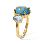 EverTrue Blue Turquoise, Skyblue Topaz 3 Stone Ring Pure Yellow Brass  5.531  Ct._8676365_3