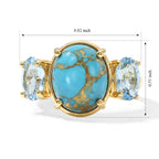 EverTrue Blue Turquoise, Skyblue Topaz 3 Stone Ring Pure Yellow Brass  5.531  Ct._8676365_5