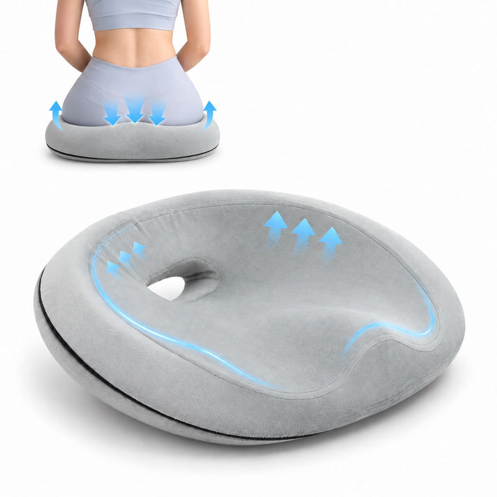 LIVMORE Micro Mink Memory Foam Multi-Use Seat Cushion - Back Support, Chairs, Bed - Grey 8676580 1