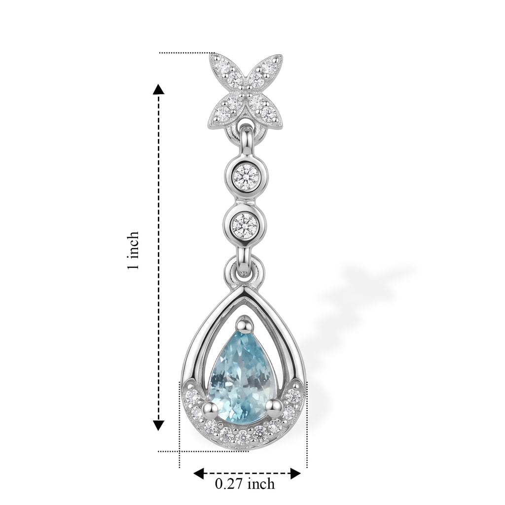 D'Joy Blue Zircon, White Zircon Dangling Earring in Rhodium OverlaySterling Silver  1.592  Ct._8676606_4