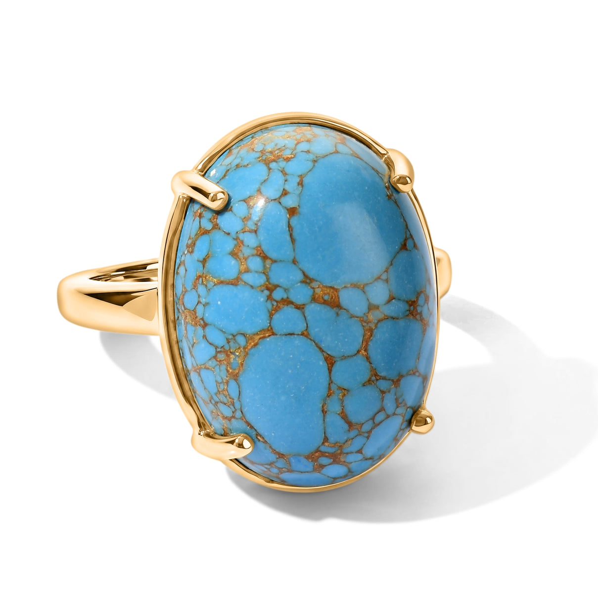 D'Joy - Blue Turquoise Solitaire Ring in Yellow Gold Plated Sterling Silver 10.66 Ct. 8677070 0