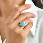 D'Joy Blue Turquoise Solitaire Ring Sterling Silver  10.667  Ct._8677070_1