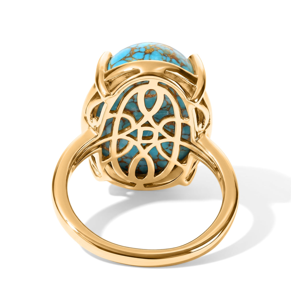 D'Joy - Blue Turquoise Solitaire Ring in Yellow Gold Plated Sterling Silver 10.66 Ct. 8677070 5