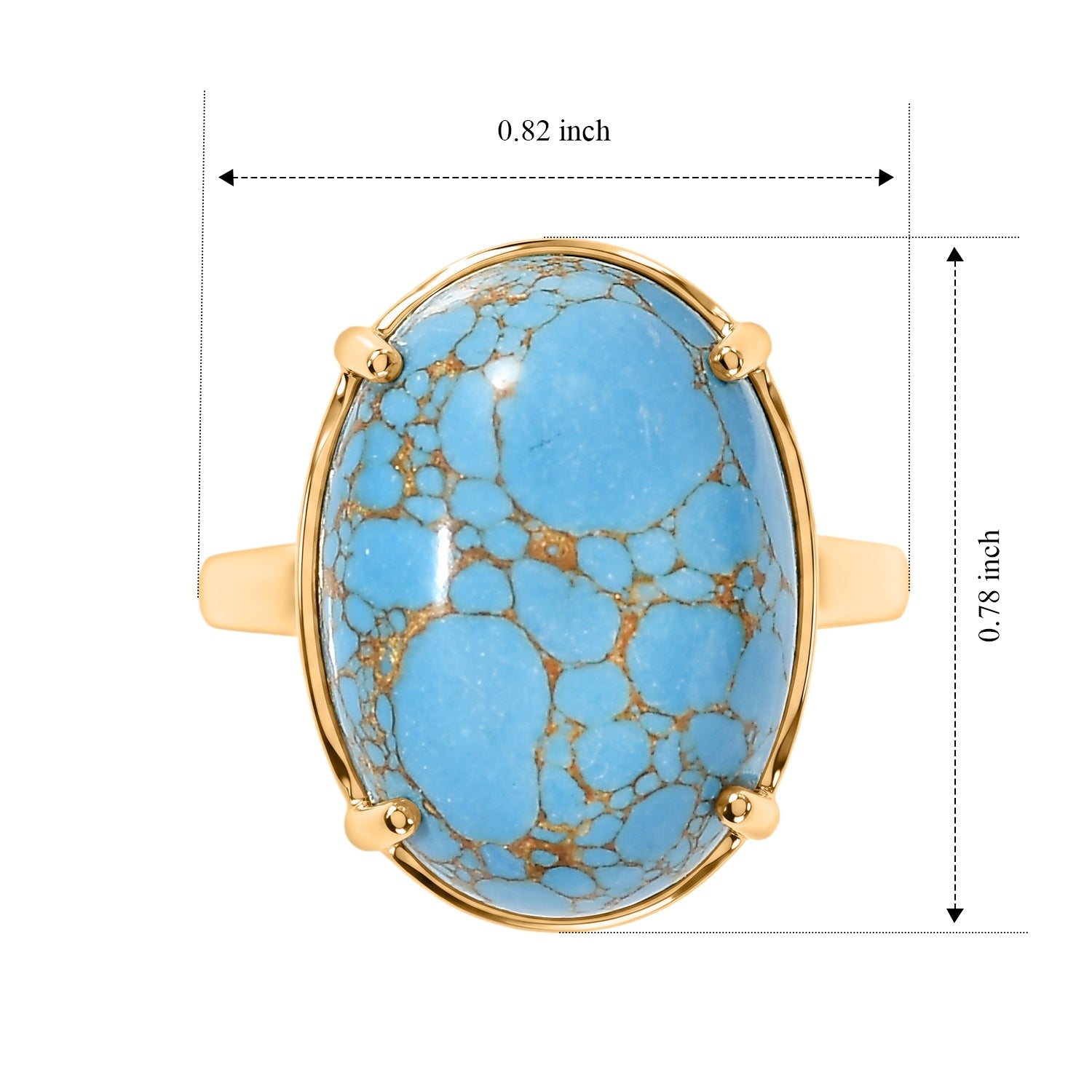 D'Joy - Blue Turquoise Solitaire Ring in Yellow Gold Plated Sterling Silver 10.66 Ct. 8677070 6