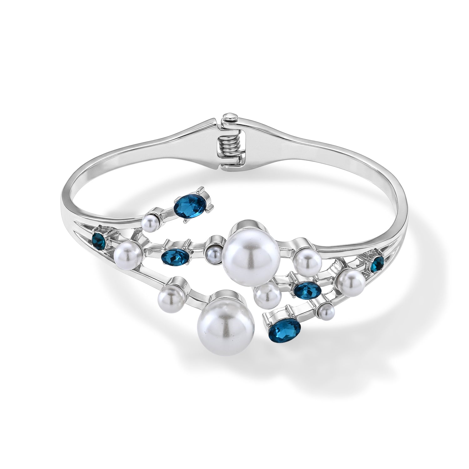 White Shell Pearl &amp; Crystal Bangle (Size - 7) 50.00 Ct. 8677118 0