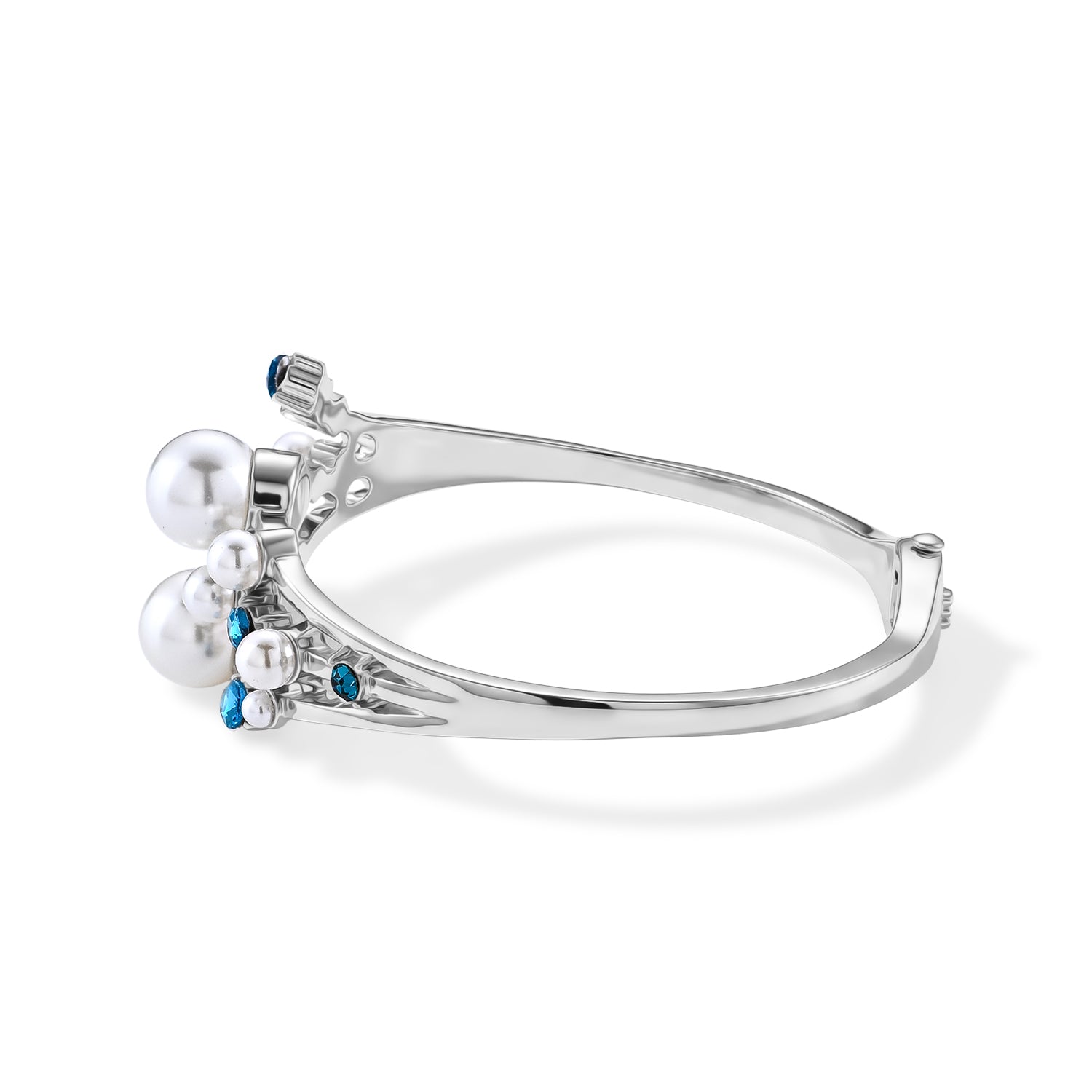 White Shell Pearl &amp; Crystal Bangle (Size - 7) 50.00 Ct. 8677118 4