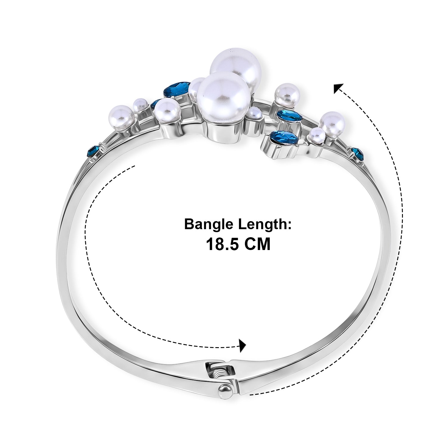 White Shell Pearl &amp; Crystal Bangle (Size - 7) 50.00 Ct. 8677118 6