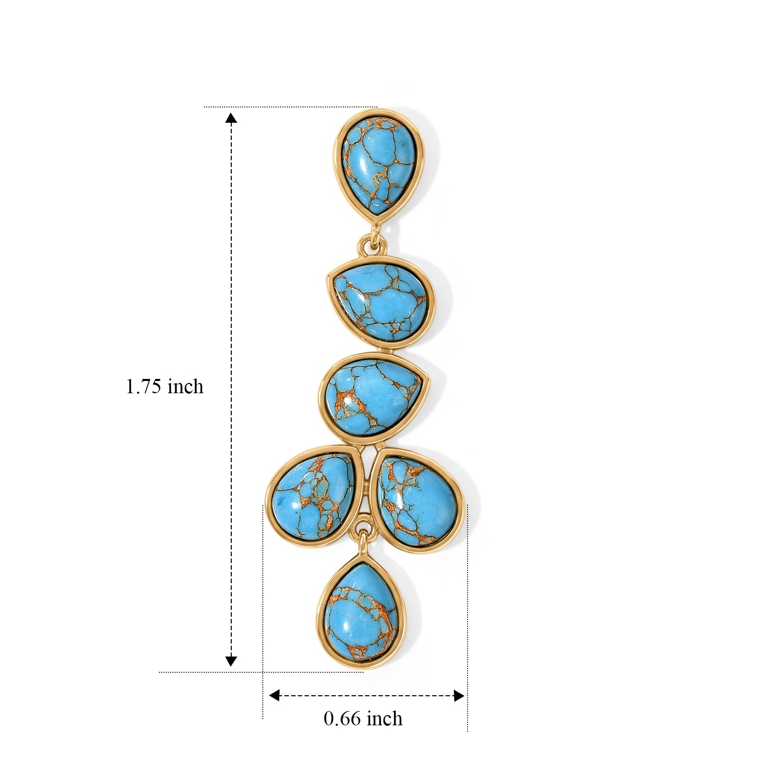 EverTrue - Blue Turquoise Cluster Dangling Earring with Push Back in Yellow Gold Tone 11.90 Ct. 8677126 5