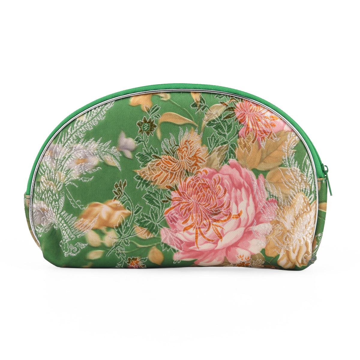 Set of 10 Floral Print Zippered Jewellery &amp; Cosmetic Pouches - Green V32637360 3