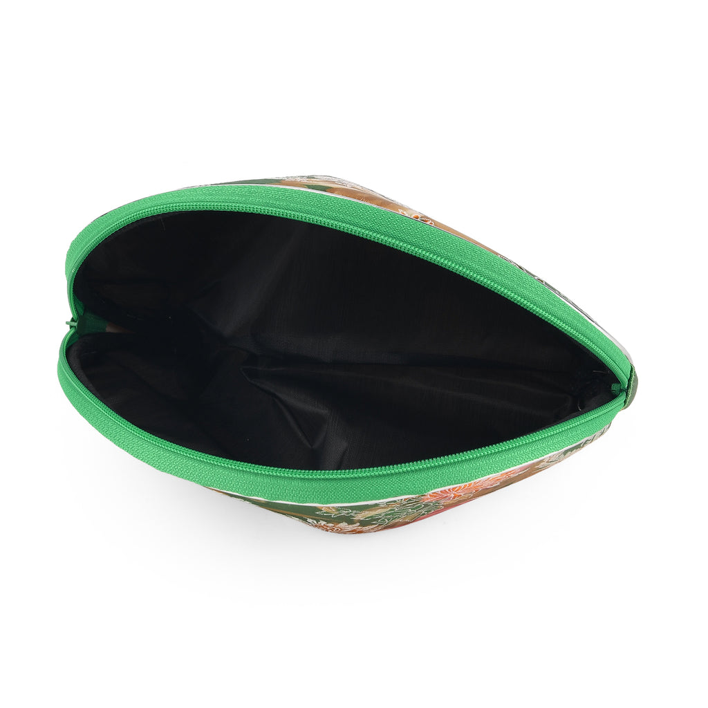 Set of 10 Floral Print Zippered Jewellery & Cosmetic Pouches - Green_8677129_5