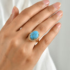 Blue Turquoise, White Topaz Ring Pure Yellow Brass  8.927  Ct._8677162_1