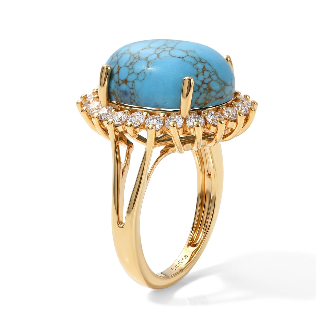 Blue Turquoise, White Topaz Ring Pure Yellow Brass  8.927  Ct._8677162_3
