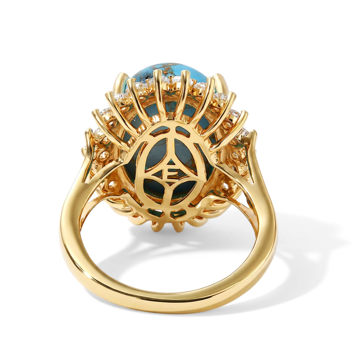 EverTrue - Blue Turquoise &amp; White Topaz Halo Ring in Yellow Gold Tone 8.90 Ct. 8677162 5