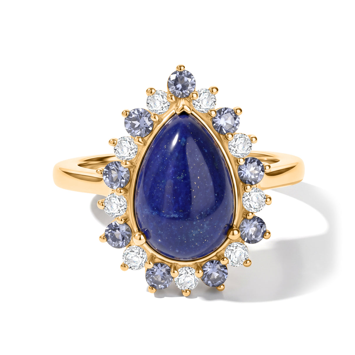 EverTrue - Lapis Lazuli, Lolite &amp; White Zircon Halo Ring in Yellow Gold Tone 5.08 Ct. 8677251 0