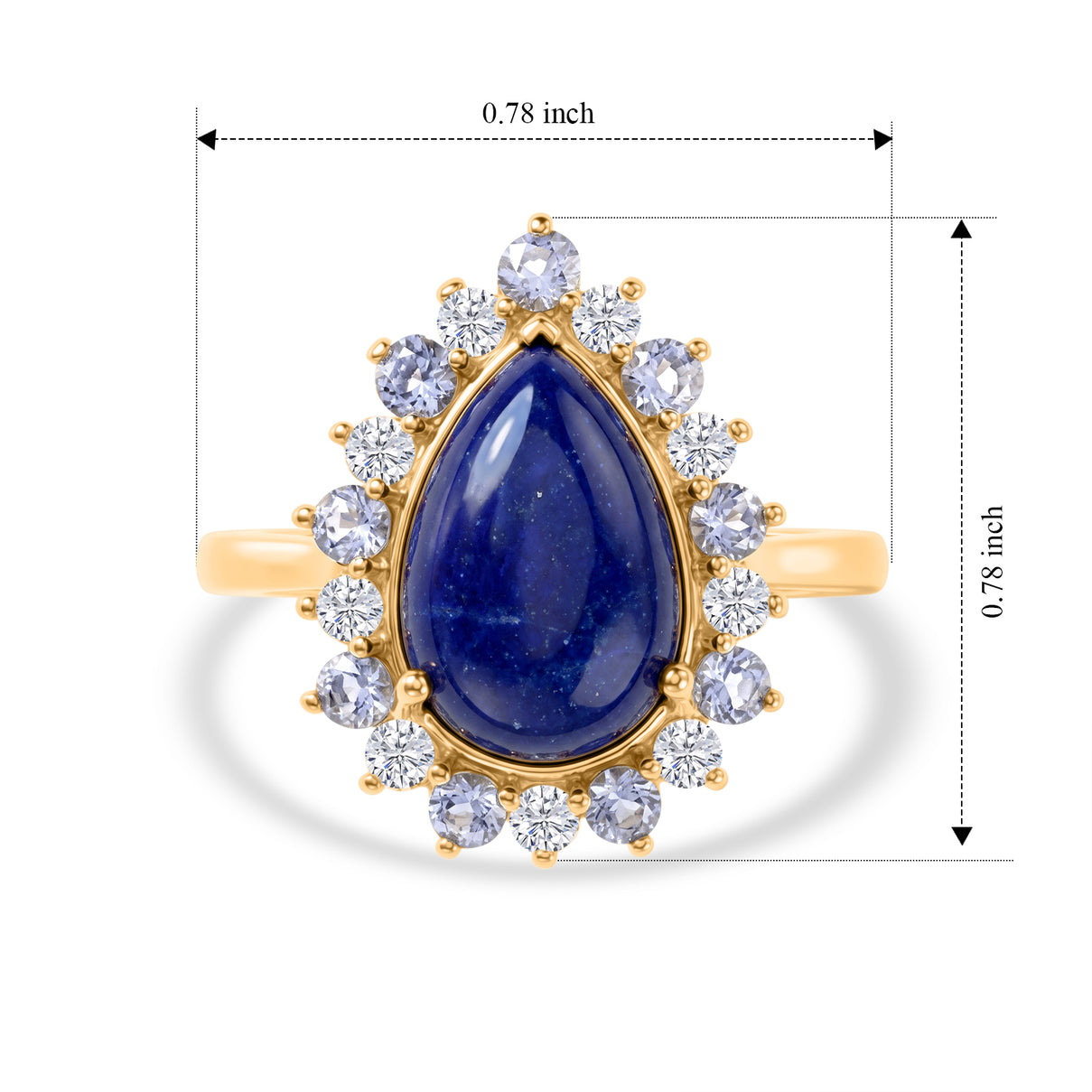 EverTrue - Lapis Lazuli, Lolite &amp; White Zircon Halo Ring in Yellow Gold Tone 5.08 Ct. 8677251 6