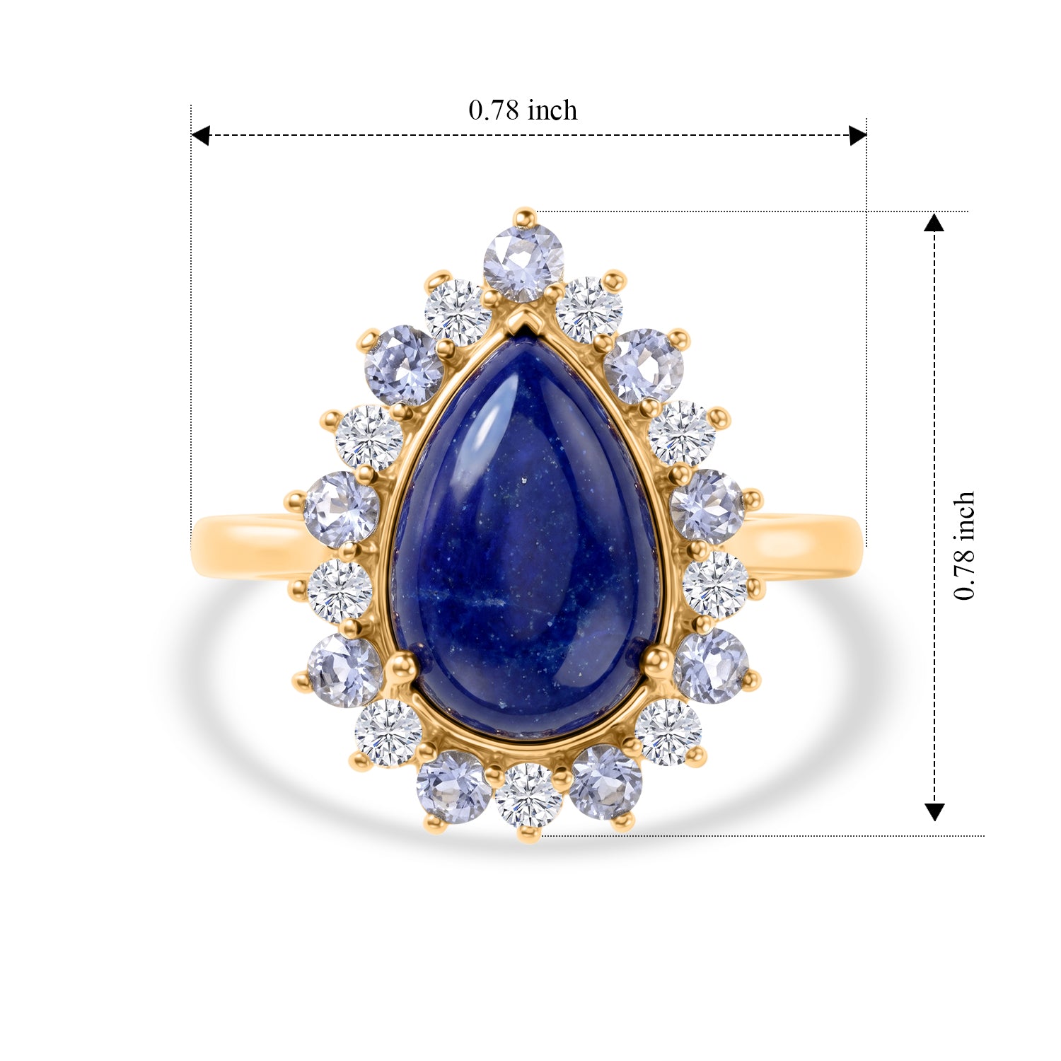 EverTrue - Lapis Lazuli, Lolite &amp; White Zircon Halo Ring in Yellow Gold Tone 5.08 Ct. 8677251 6
