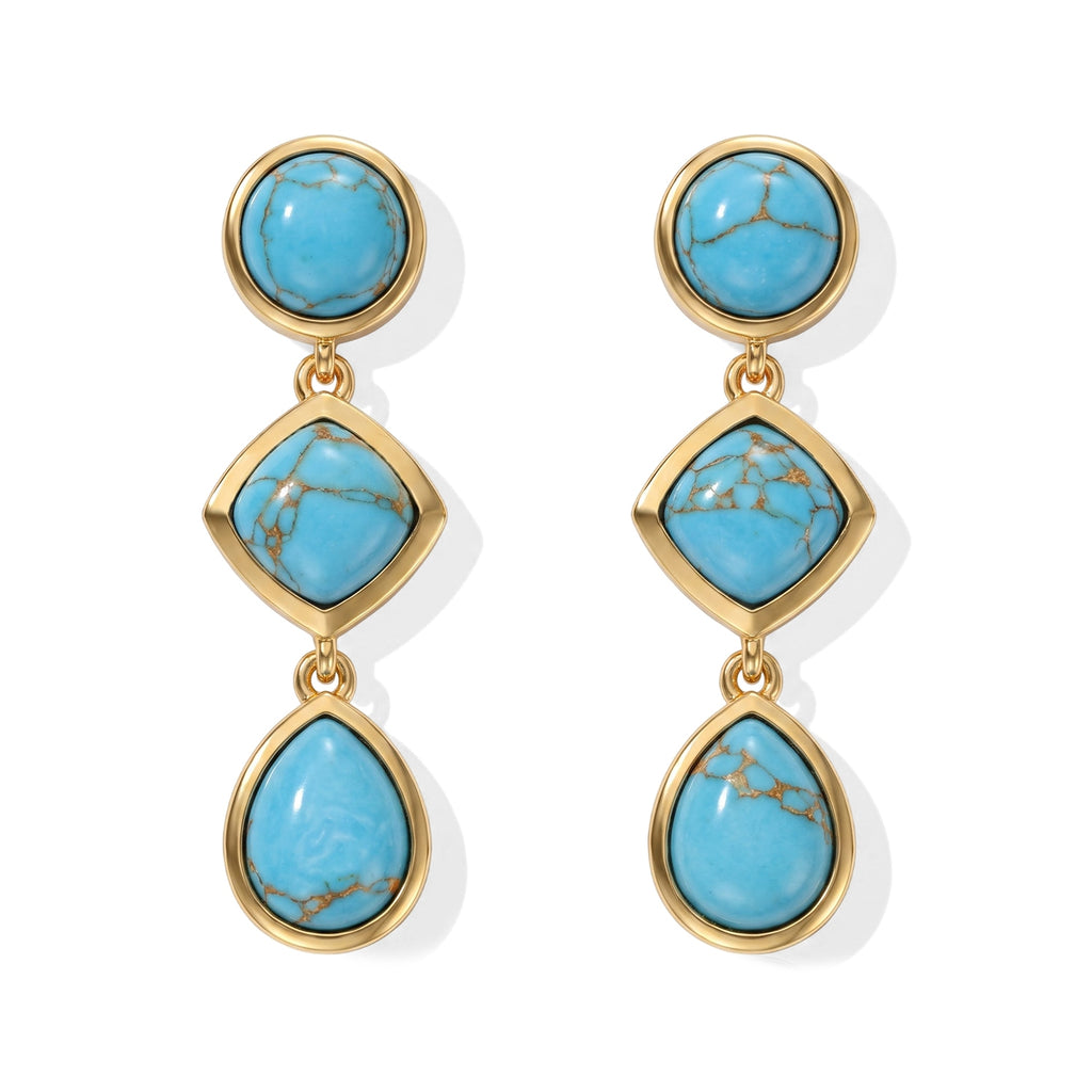 EverTrue Blue Turquoise Dangling Earring Pure Yellow Brass  5.760  Ct._8677392