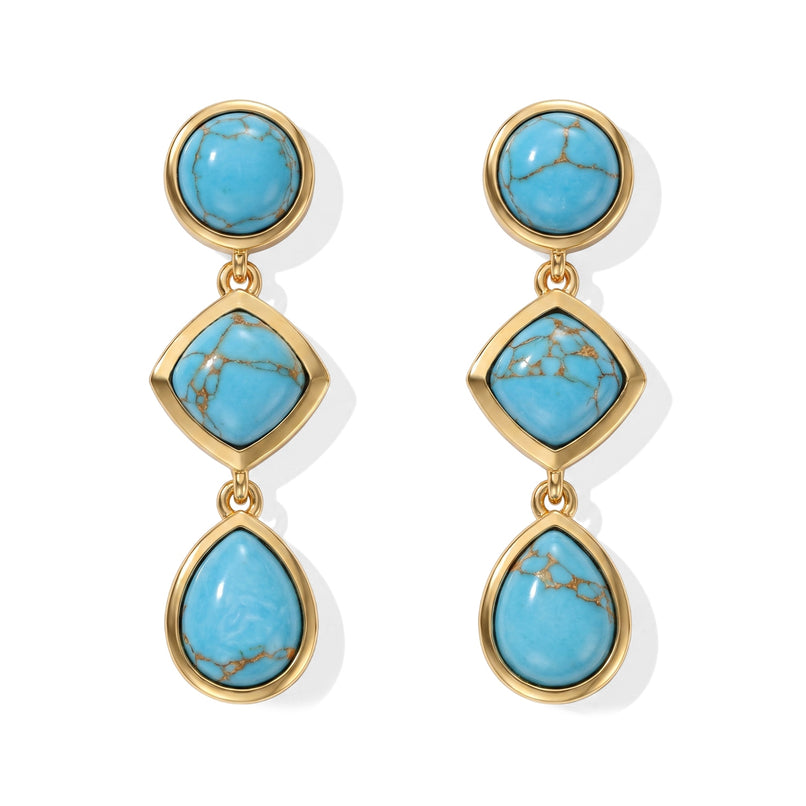 EverTrue Blue Turquoise Dangling Earring Pure Yellow Brass  5.760  Ct._8677392