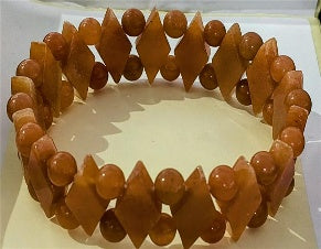 Natural Peach Aventurine Stretchable Beads Bracelet (Size - 7) 165.70 Ct. V32750962 0