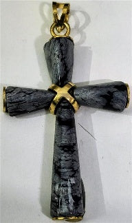 Natural Leopard Skin Jasper Cross Pendant in Gold Tone 10.00 Ct. 8677829 1