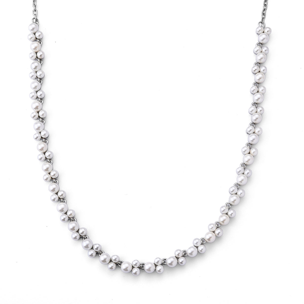 White Shell Pearl Adjustable Beads Necklace (Size - 18+2 Ext) in White Tone 200.00 Ct. 8677844 0