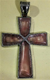 Natural Cherry Quartz Cross Pendant in Silver Tone 10.00 Ct. V32748715 0