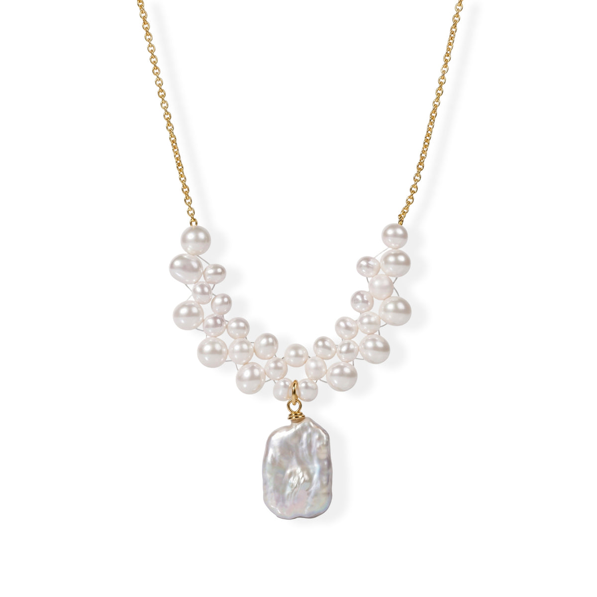 Multi Color Keshi Pearl &amp; White Fresh Water Pearl Beads Necklace (Size - 20+1 Ext) V32604286 0