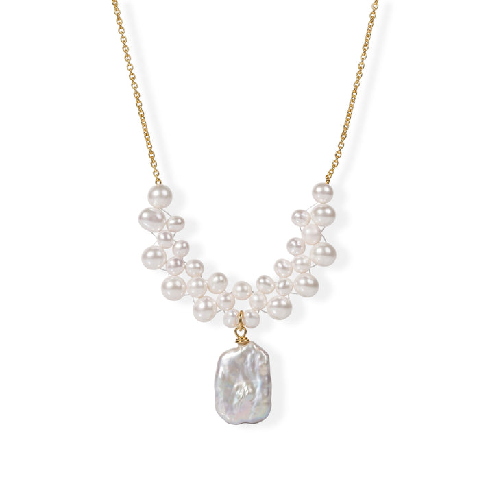 Multi Color Keshi Pearl &amp; White Fresh Water Pearl Beads Necklace (Size - 20+1 Ext) 25.00 Ct. 8678129 1