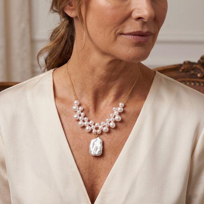 Multi Color Keshi Pearl &amp; White Fresh Water Pearl Beads Necklace (Size - 20+1 Ext) 25.00 Ct. 8678129 2