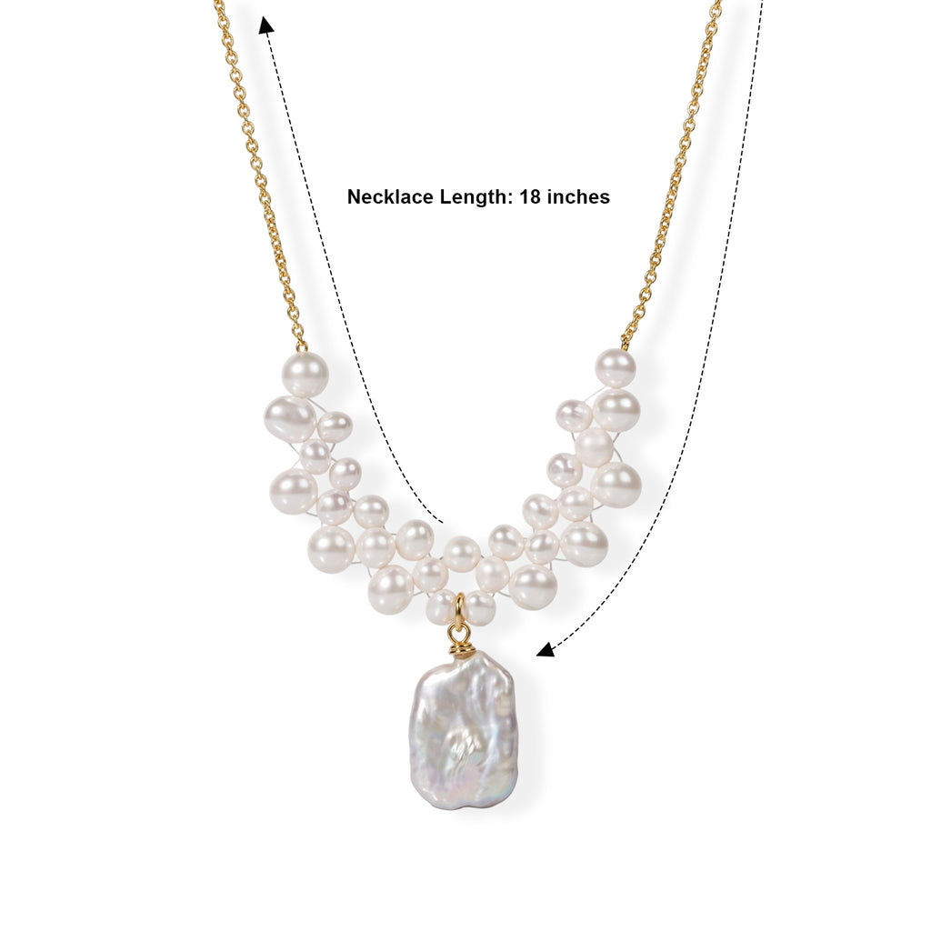 Multi Color Keshi Pearl & White Fresh Water Pearl Beads Necklace (Size - 20+1 Ext) 25.00 Ct._8678129_4