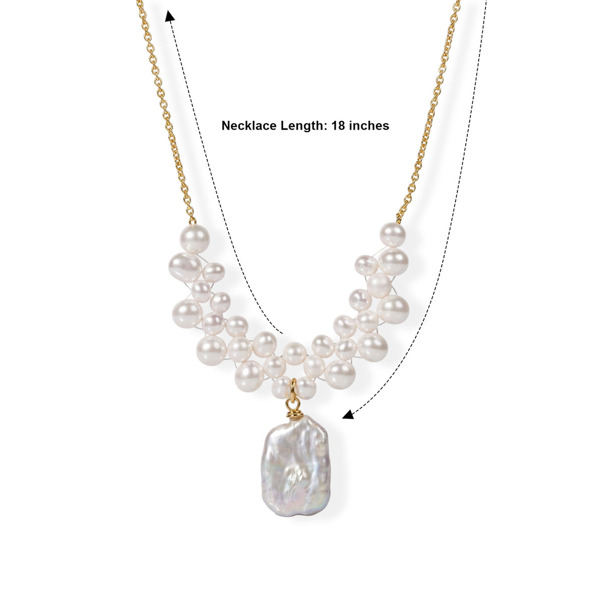 Multi Color Keshi Pearl &amp; White Fresh Water Pearl Beads Necklace (Size - 20+1 Ext) V32604286 5
