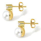 LA Close Out- White Fresh Water Pearl & White Cubic Zirconia Beads Drop Earring with Push Back_8678132_2