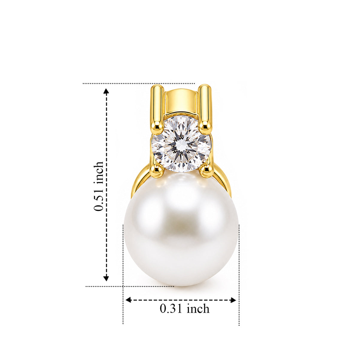 White Freshwater Pearl &amp; White Cubic Zirconia Beads Earring with Push Back V32516365 4