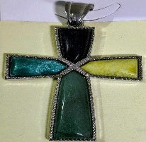 Natural Multi Jasper Cross Pendant in Silver Tone 10.00 Ct. V32745885 0