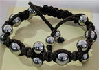 Adjustable Ball Shambhala Bracelet with Brown Cord (Size 6.5-9.5, Adjustable)_8678158